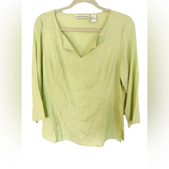 david brooks Tops - David Brooks Light Green linen Blouse XL